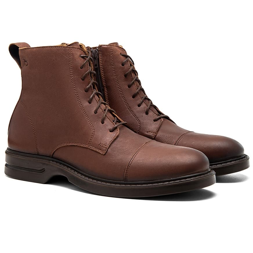 Coturno Masculino Couro Legítimo Bota Coturno Masculino Randall Couro Legítimo Bota Cano Médio Cadarço Solado PU Premium