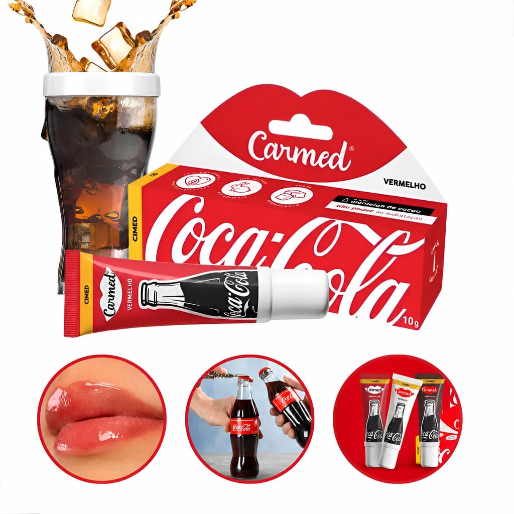 Hidratante Labial Carmed Coca Cola Vermelho - Hidratação Intensa e Efeito Gloss