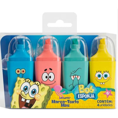 Caneta Marca Texto Bob Esponja 4 Unidades