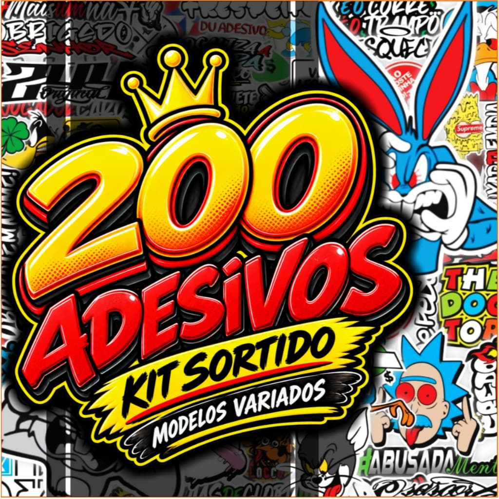 Kit 200 Adesivos à Prova d'Água para Moto, Capacete, Bike e Carro Notebook – Grau 244 e Frases