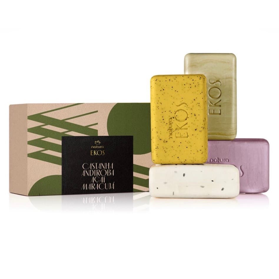 Caixa com 4 Sabonetes  em Barra 100% Vegetal Ekos Natura 100g cada