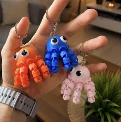 Fidget Polvo Engraçado Impressão 3D Flexível Sensorial Chaveiro Divertido Brincar Acessório Antiestresse Presente