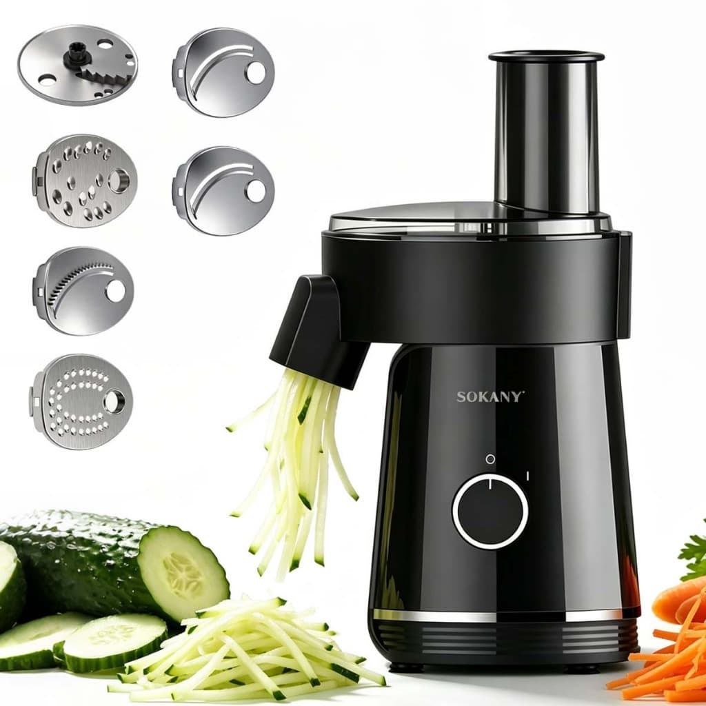 Ralador Elétrico De Queijo 200w Prático E Versátil, Ralador Elétrico de Legumes e Queijo Multifuncional com 6 Lâmina