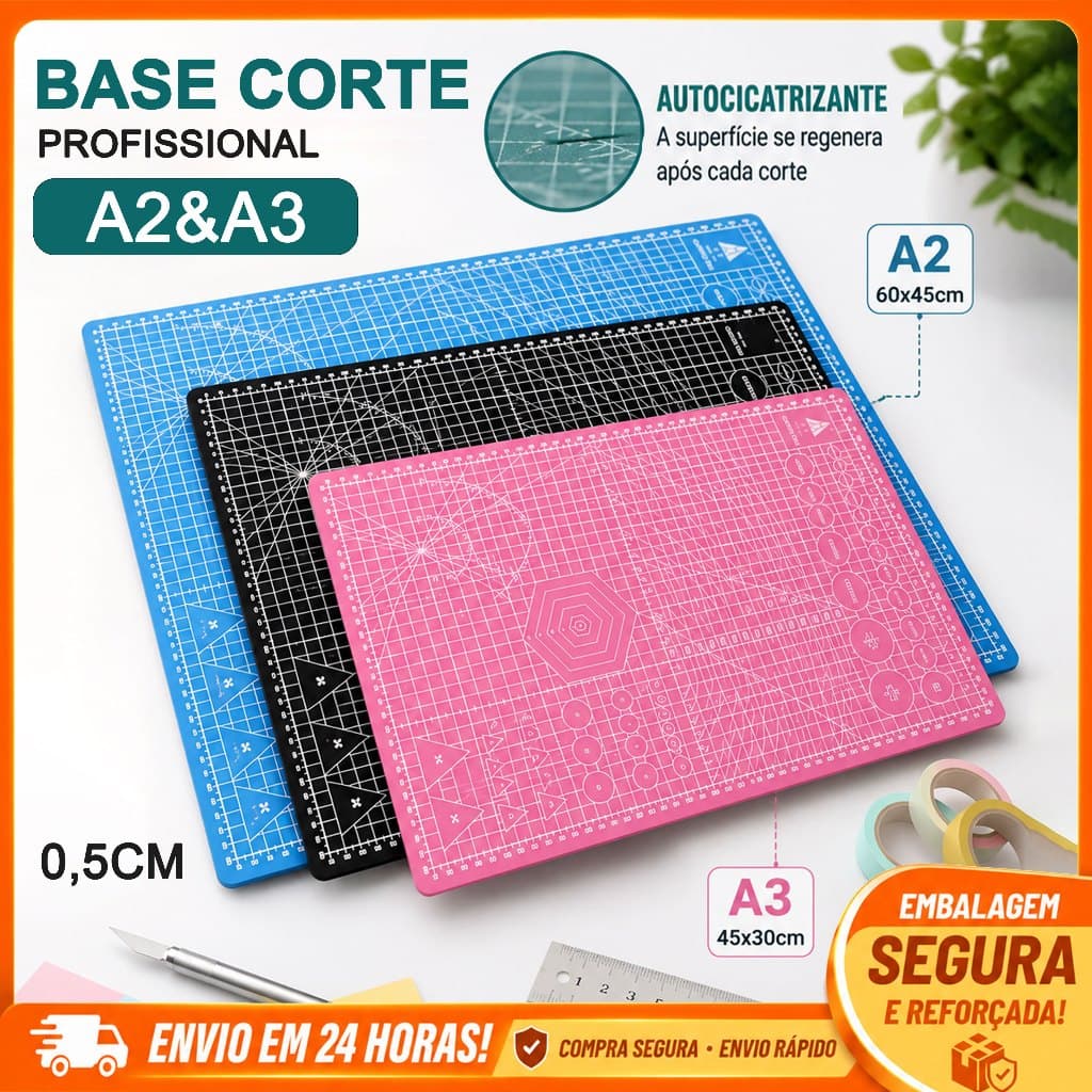 Base de Corte A2 A3 Autocicatrizante com Régua 0,5cm 45x30 60x45cm para Artesanato DIY