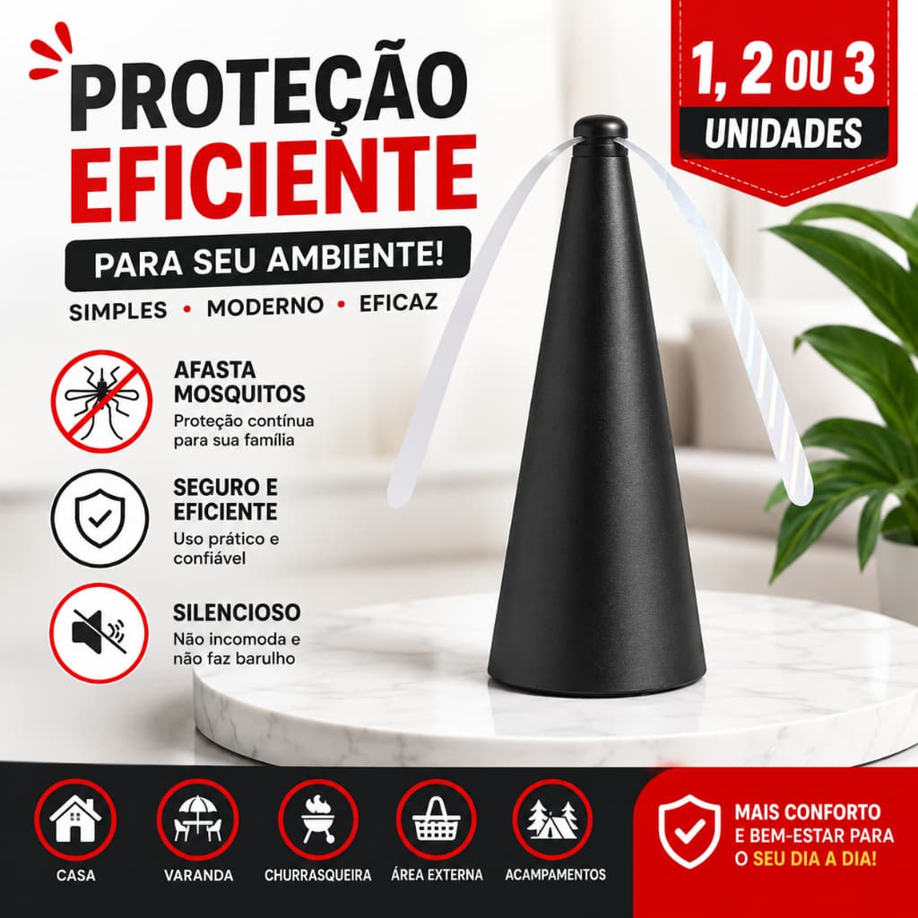 Ventilador Espanta Insetos Moscas Mosquitos Portátil Silencioso Repelente de Mesa