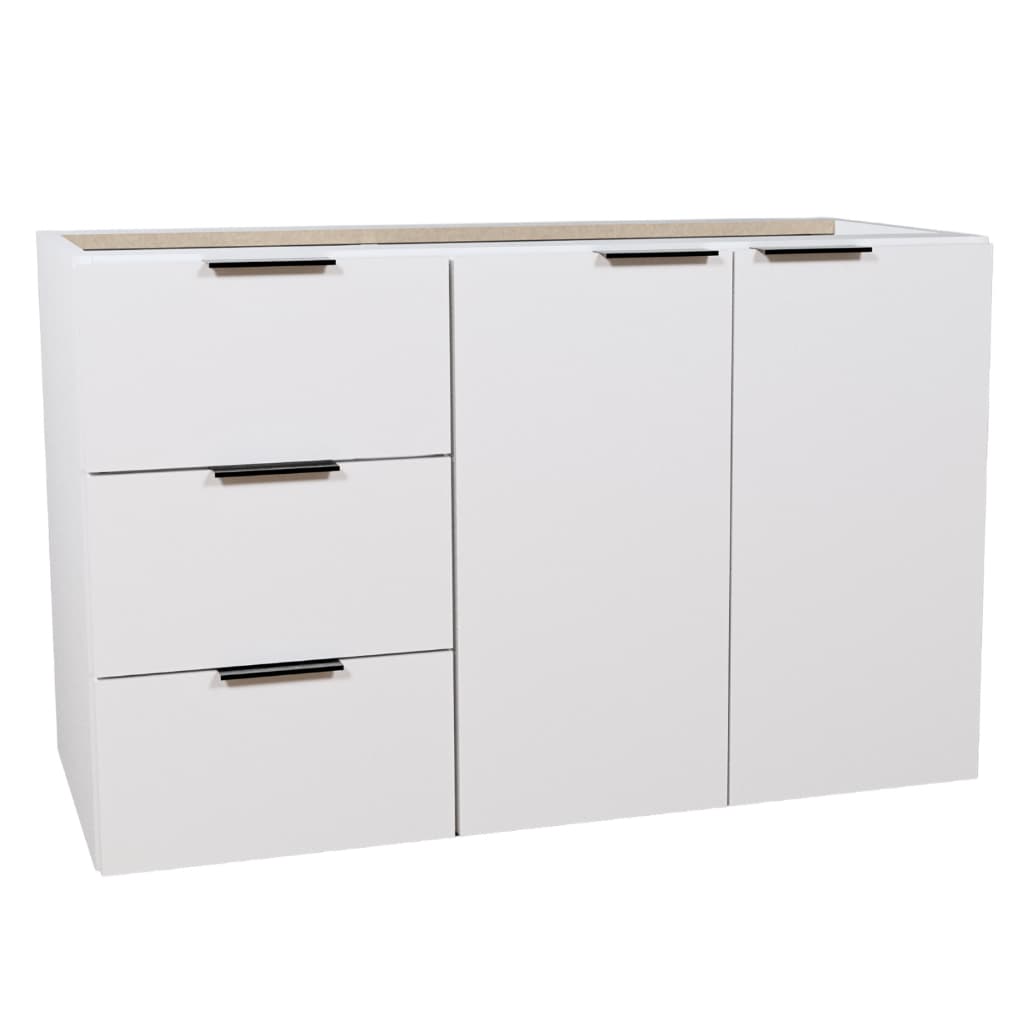 Balcão Aparador 80cm MDF Sem Tampo & Sem Cuba - Gavetas Lado Esquerdo Gabinete Para Banheiro e Multiuso