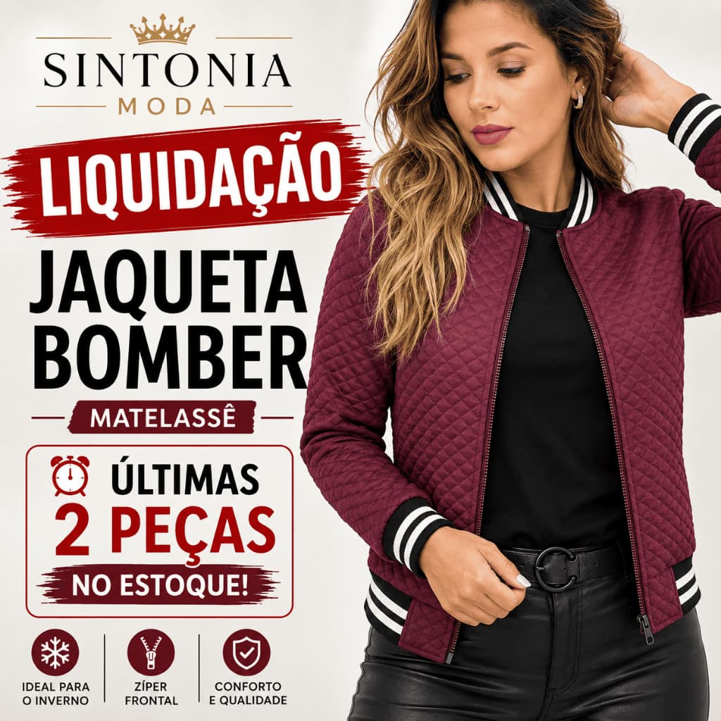 Jaqueta Bomber Feminina com Zíper | Casaco de Inverno – Liquidação Últimas 2 Peças