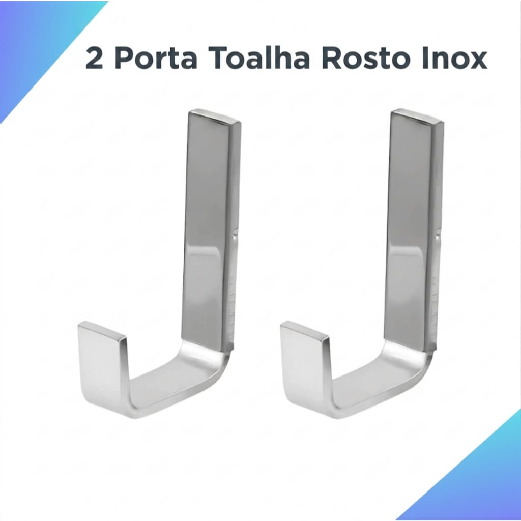 Kit 2 Porta Toalha de Rosto em Inox Cabide Para Toalha De Banheiro