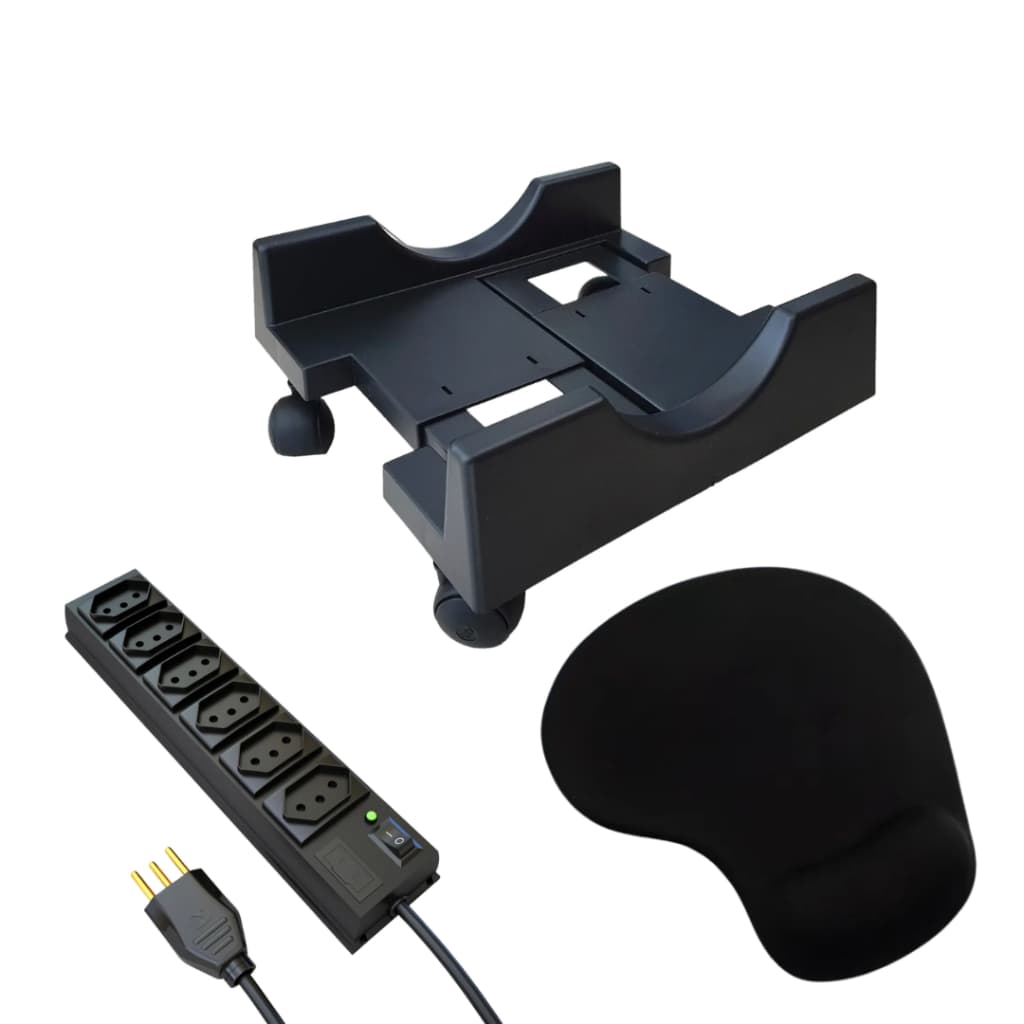 Suporte Para Cpu + Filtro De Linha + Mouse Pad Com Apoio