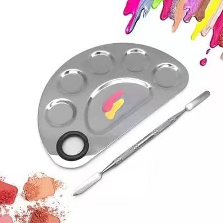 ANA1108 Placa Paleta Espátula Inox Mistura Maquiagem Base Corretivo Tamanho16cmx10cm
