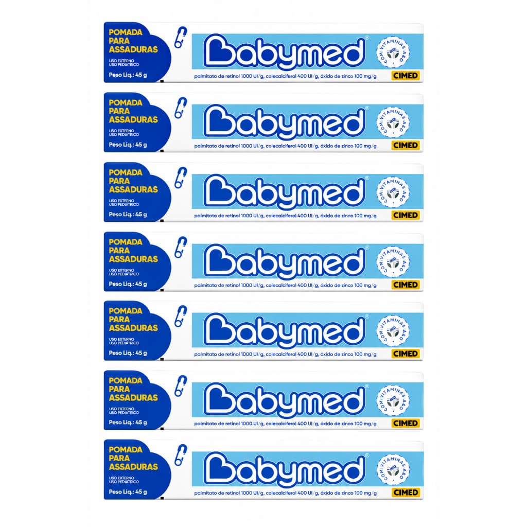 Kit 7 Pomadas Infantil Para Prevenção De Assaduras Babymed Azul Cremosa e Hidratante