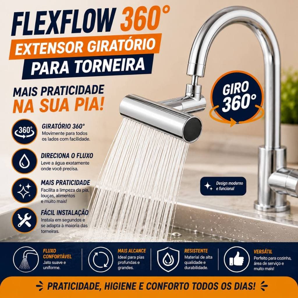Extensor para Torneira Giratório 360° Direcionador de Água para Pia Cozinha