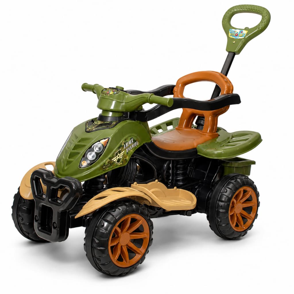 Quadriciclo Infantil Carrinho de Passeio 2 em 1 Passeio e Pedal Motoca com Haste e Buzina Divertida