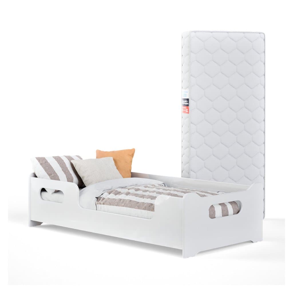 Cama Infantil Montessoriana Baixa Com Colchão Juvenil E Grade De Proteção Para Quarto De Criança Menina Menino Encanto