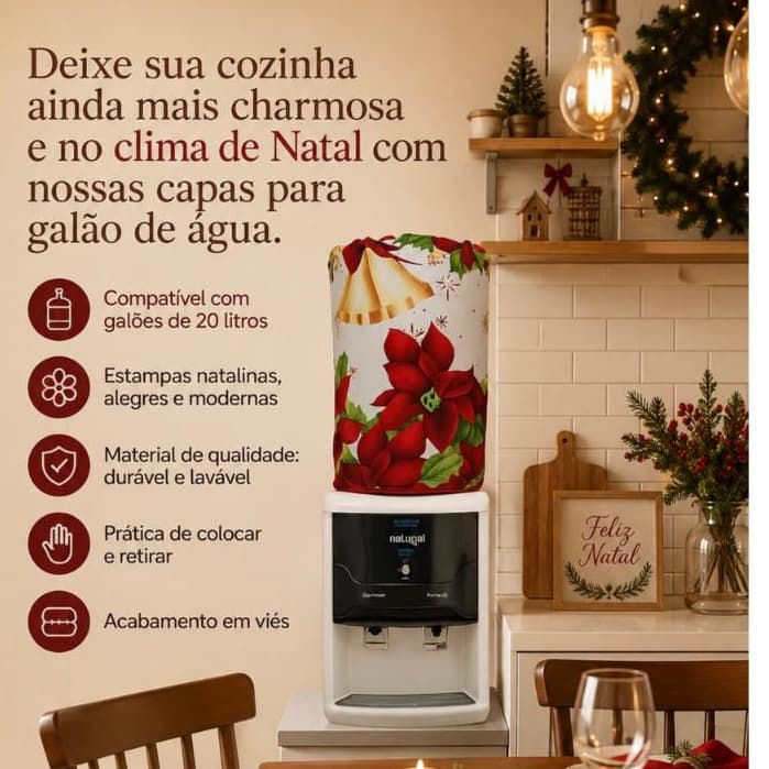 Capa para Galão de 20 Litros Oxford– Estampas Natalinas Decoração Natal