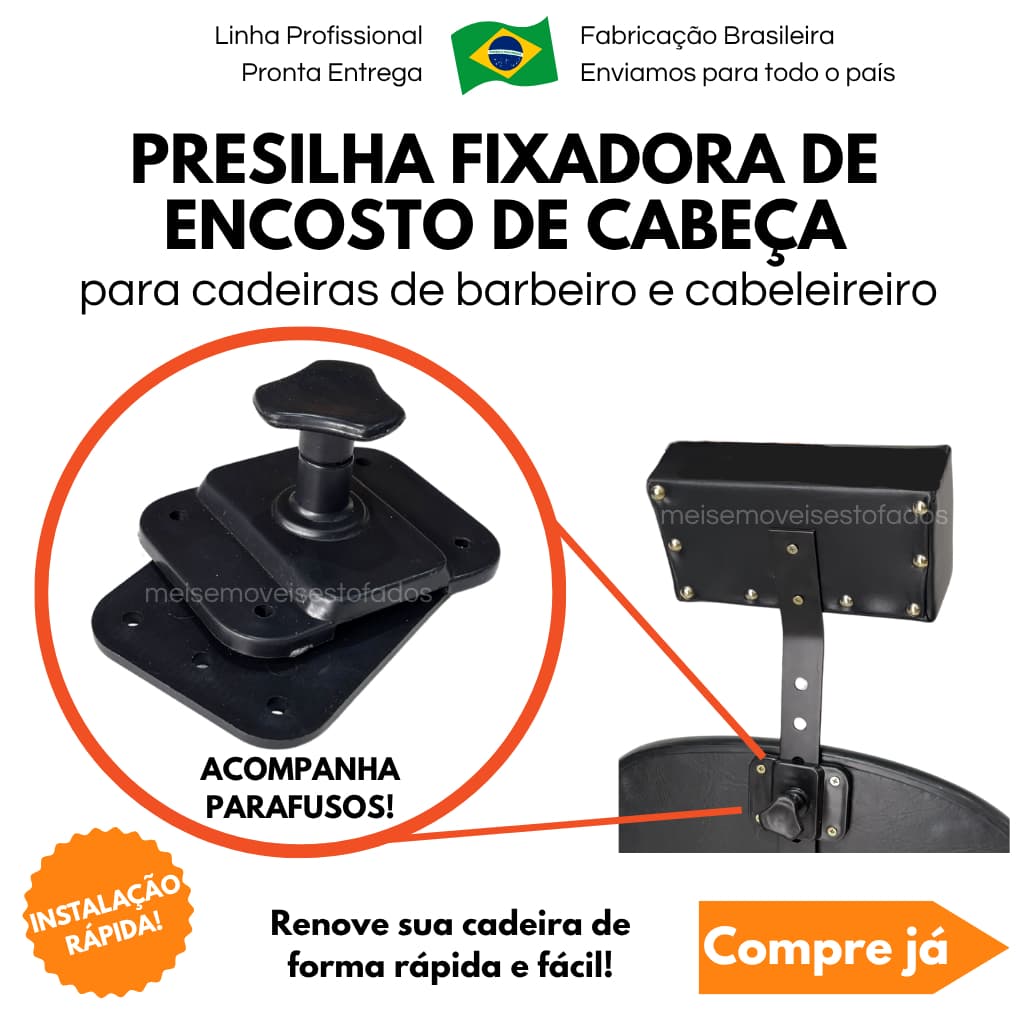 Suporte Puxador Presilha Para Encosto Apoio Cabeça Cadeira Poltrona Cabeleireiro Barbeiro Maquiadora