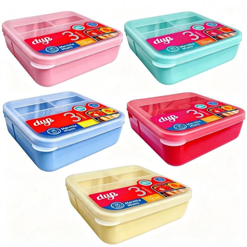 Pote Marmita Miami DUP 700ml 3 Divisórias Lancheira