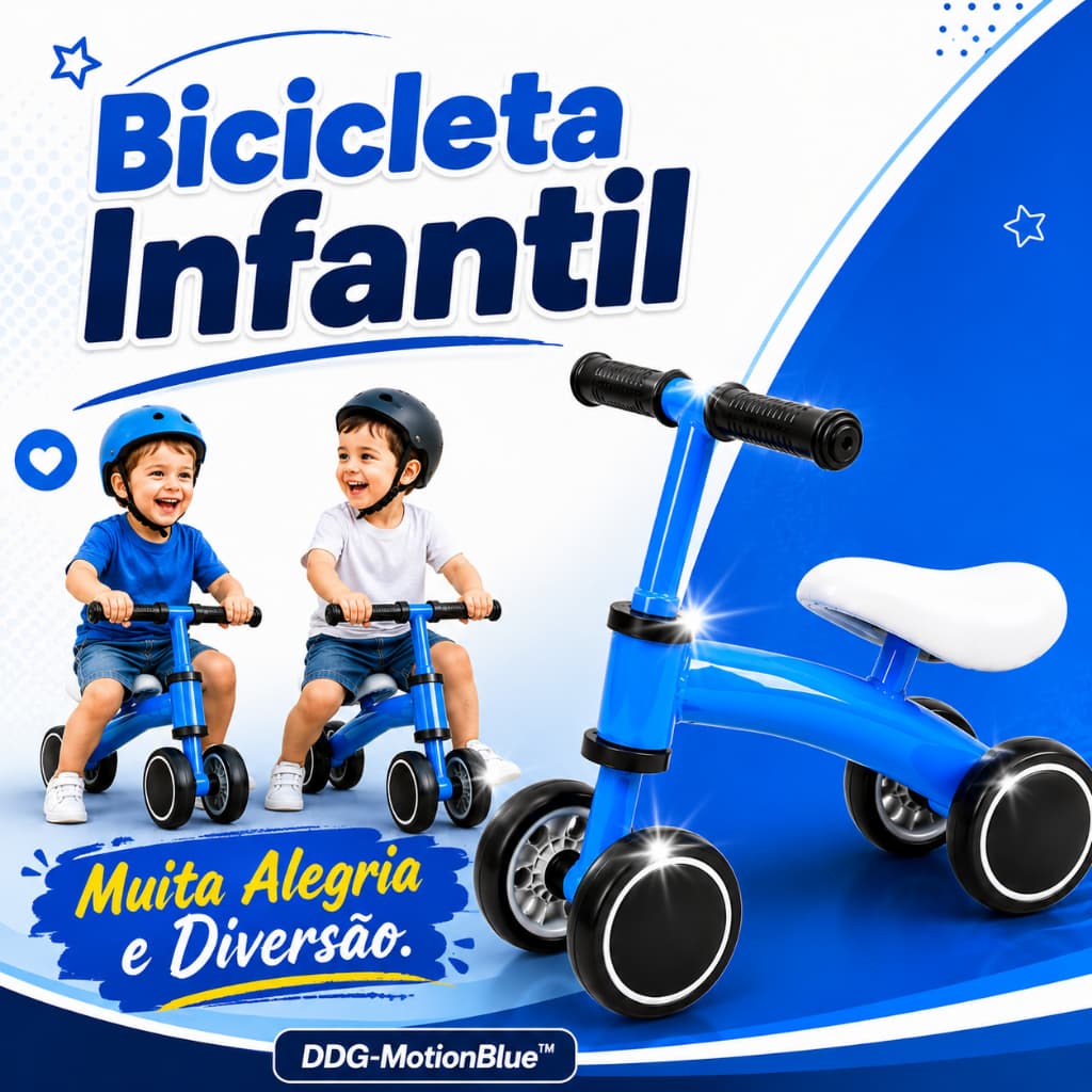 Bicicleta Equilibrio Infantil Azul Aprendizado Seguro Diversao Atividade Fisica