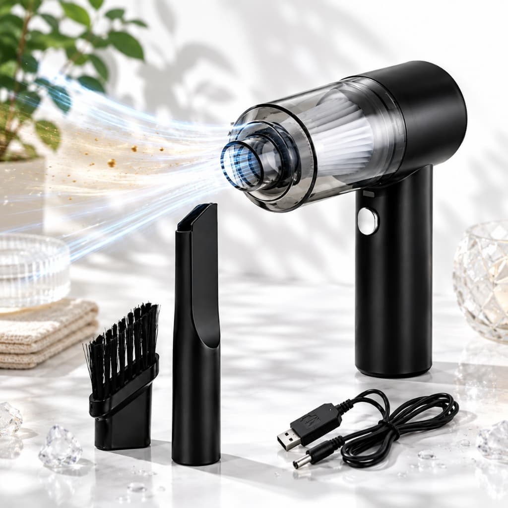 Mini Aspirador Automotivo Portátil Sem Fio Recarregável Alta Potência USB para Carro e Casa bivolt