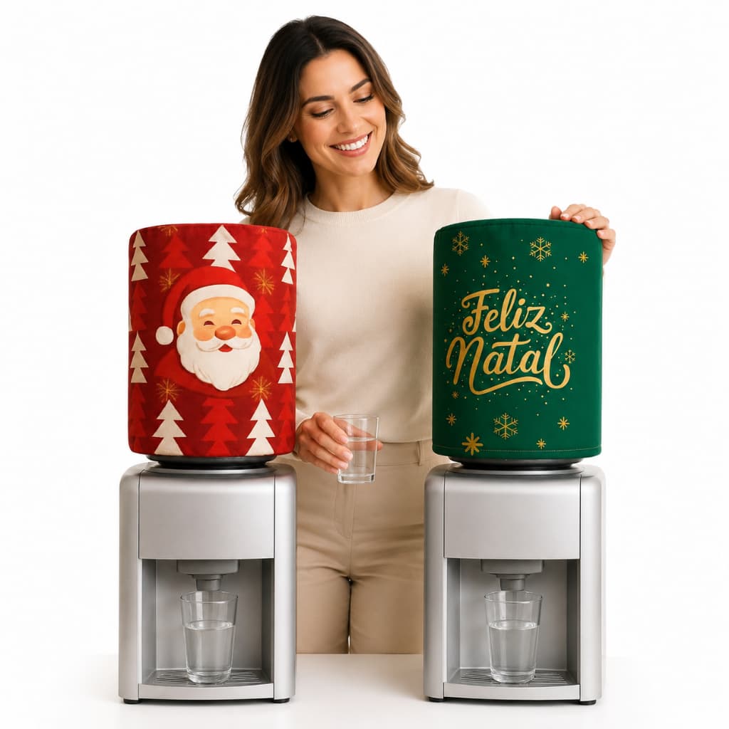 Capa para Galão de Água Natalina Papai Noel Decoração de Natal para Cozinha Estampa Natalina