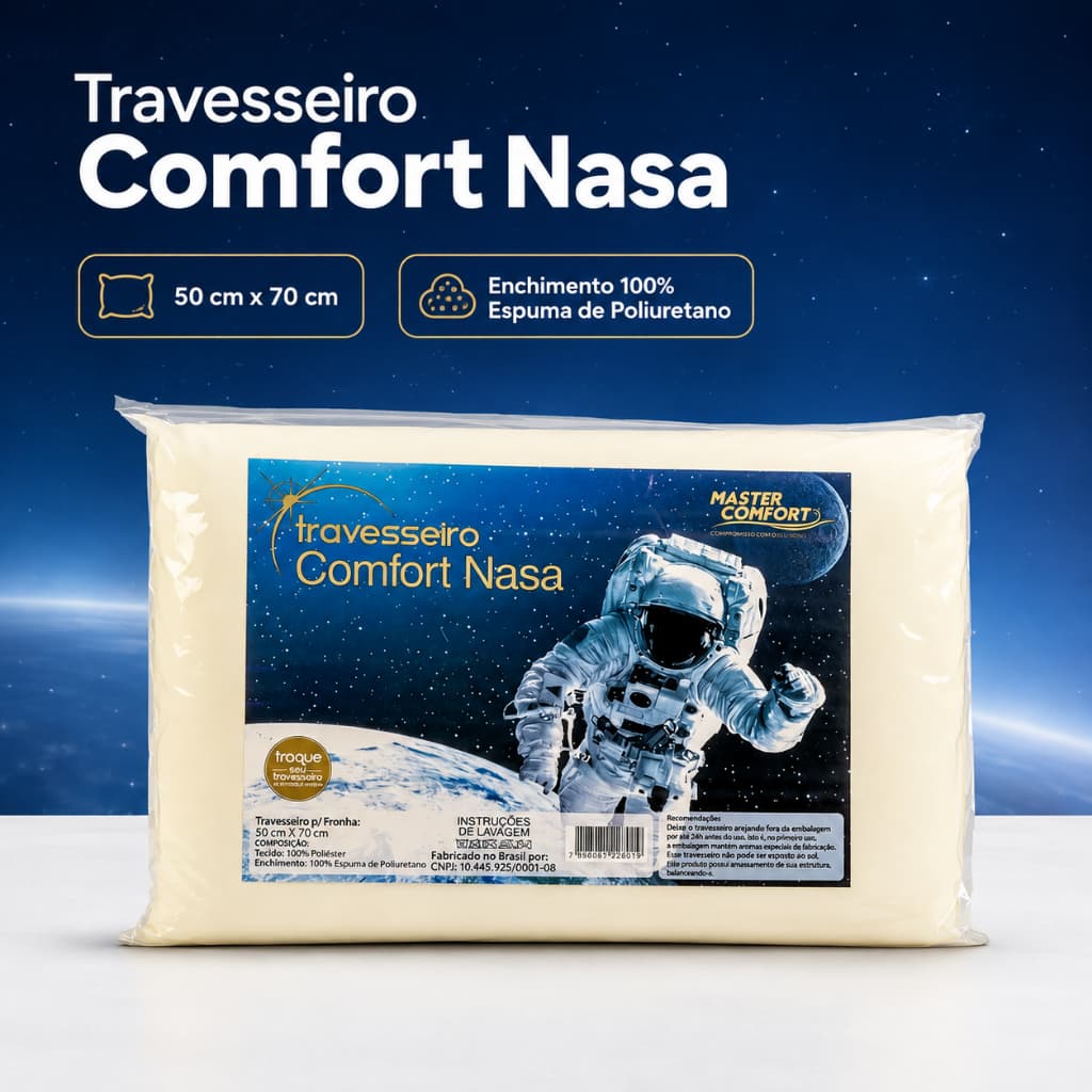 Travesseiro Nasa Para Fronha 70x50cm antiacaro Ortopédico e Anatômico - Firme Suporte Baixo