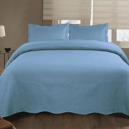 Jogo De Colcha Para Cama Estampada Lisa Ultrassonic Urban Queen  Cobre Leito Com Fronha Porta Travesseiro Azul 240x260cm