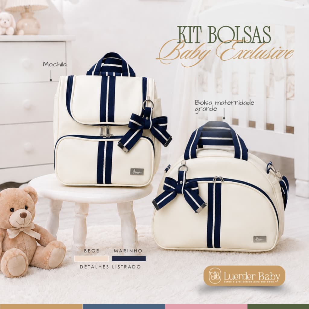 Bolsa Maternidade Kit de Luxo Mala 2 Peças Completo Enxoval Luender Baby Exclusive