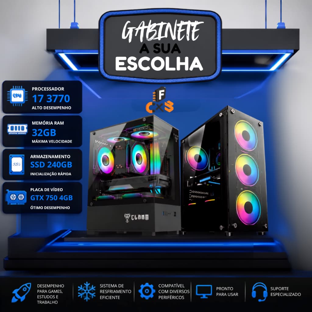 Computador Gamer CPU I7-3770 + 32gb + SSD 240gb + Placa de Vídeo 4gb