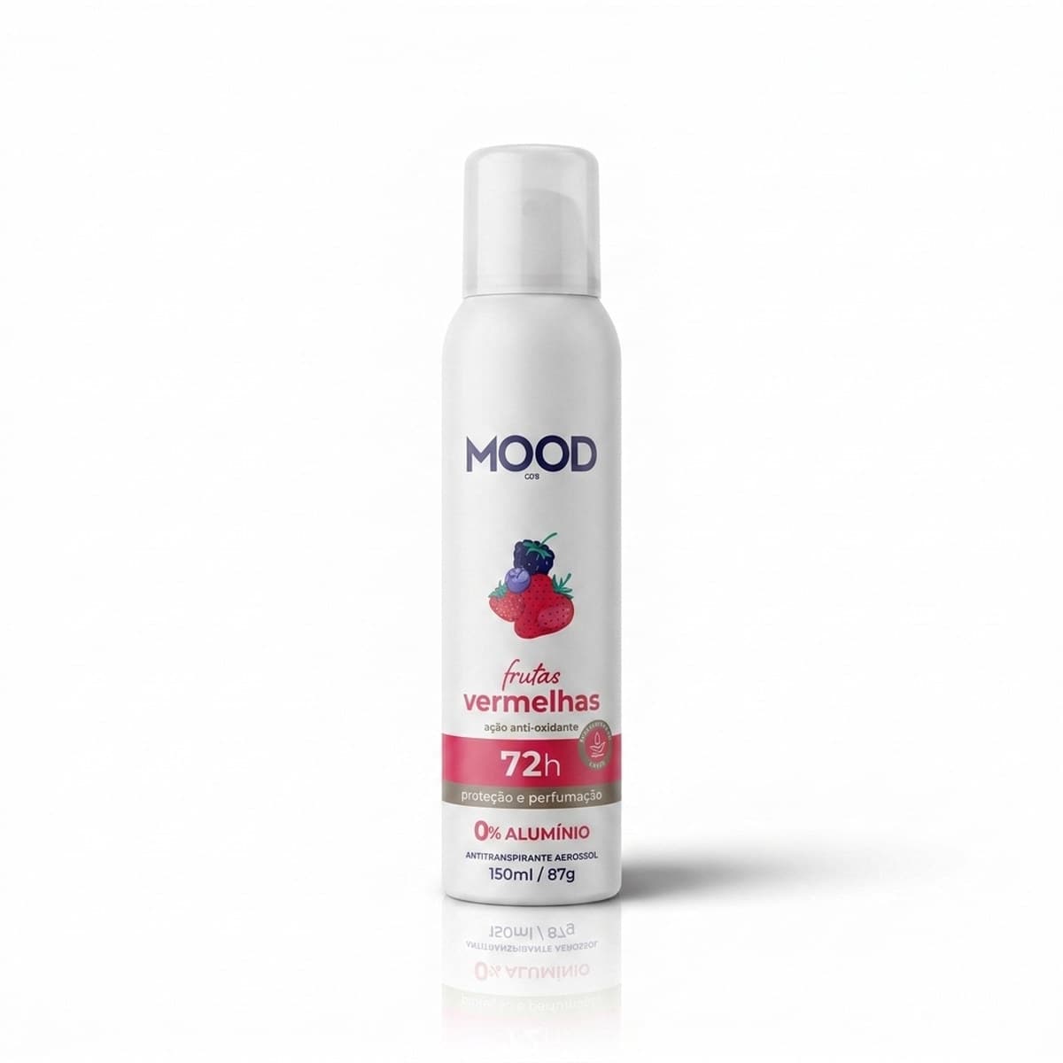 Desodorante Aerosol Mood Frutas Vermelhas 150ml Proteção Até 72 Horas Dermatologicamente Testado Sem