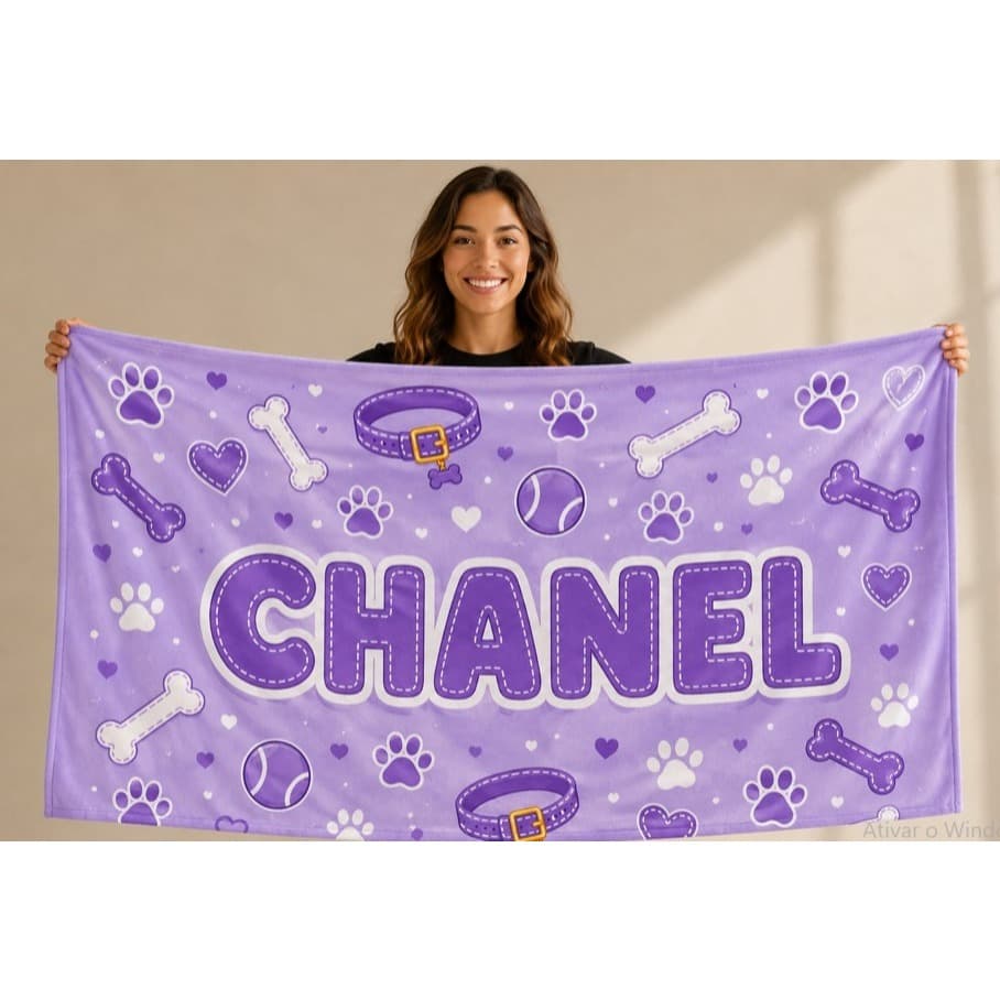 Toalha Pet Personalizada Com Nome Para Cachorros E Gatos