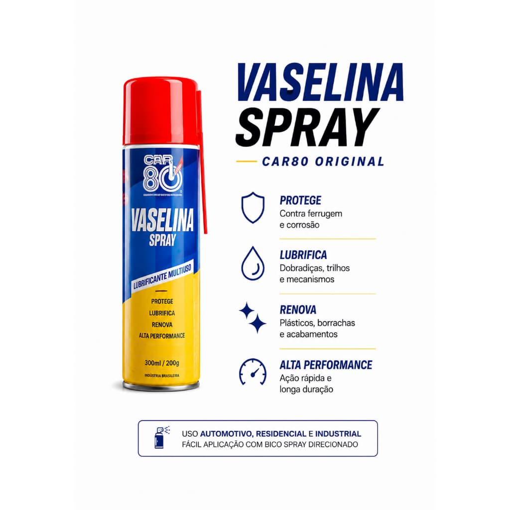 Vaselina Spray Car80 Original 300ml Lubrificante Multiuso Proteção Anticorrosiva
