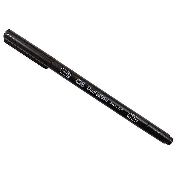 Marcador Cis Dual Brush Aquarelável Preto