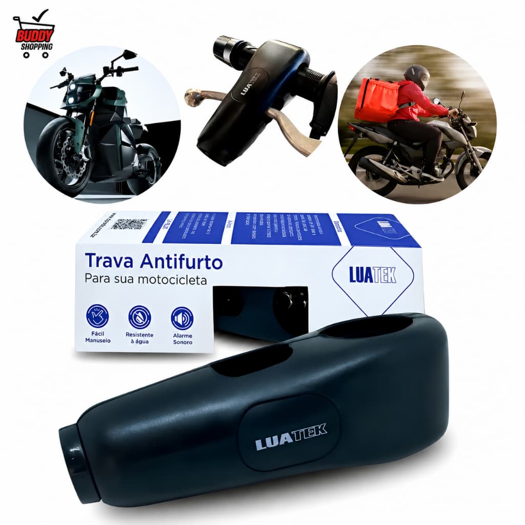 Trava Disco Moto Antifurto com Alarme 120dB Sensor de Vibração LUATEK LK-BL31