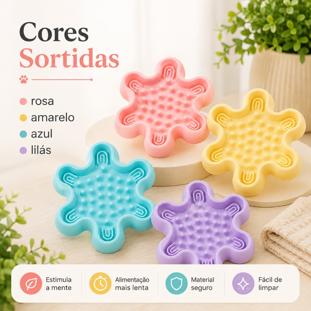 Comedouro Lento Pet 24cm para Cães e Gatos Antivoracidade Interativo Alimentação Lenta Sortido