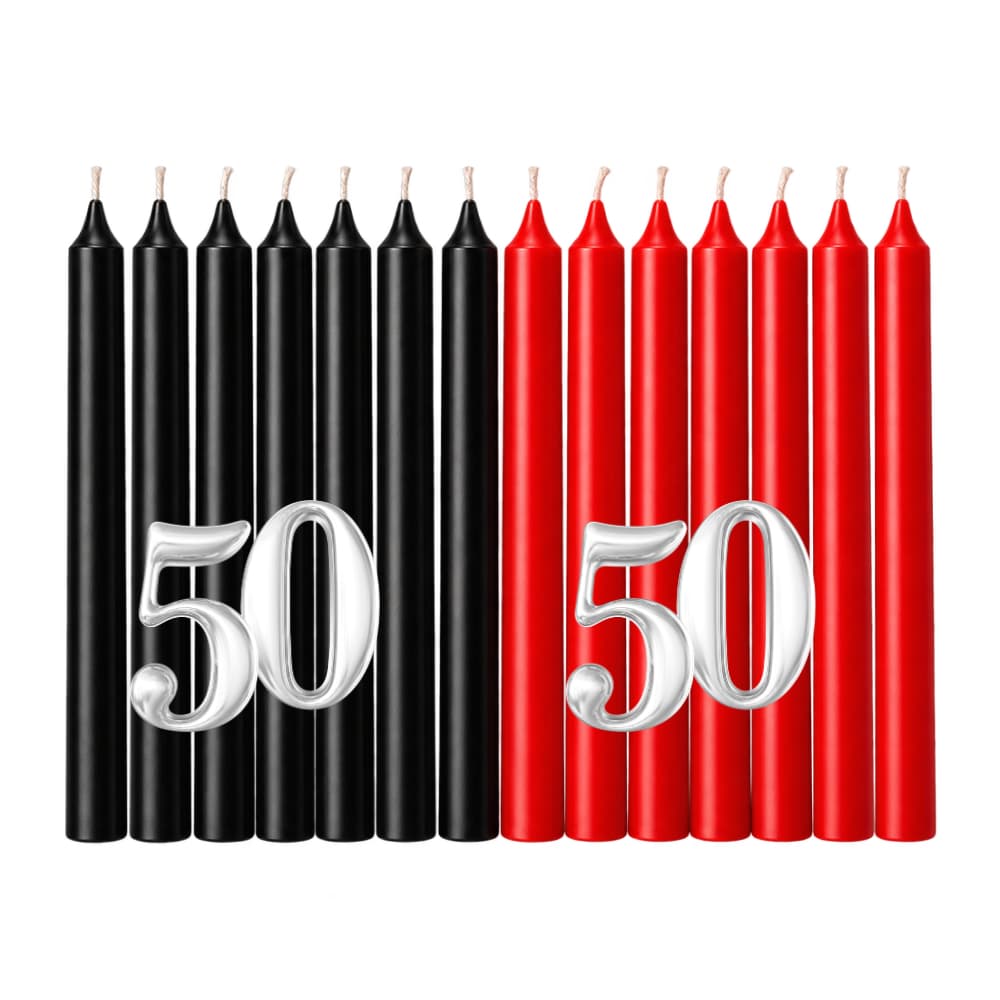 Kit 100 Velas Palito 50 Vermelha + 50 Preta 16 x 1,2cm - Parafina Pura