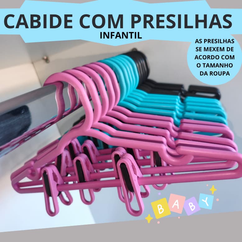 20 CABIDES COM PRESILHAS para ROUPAS ATÉ TAM 6 (INFANTIL)