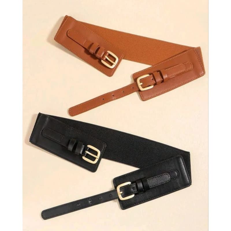 Cinto Elástico Feminino Elegante Retrô Com Fivelas Ajustáveis