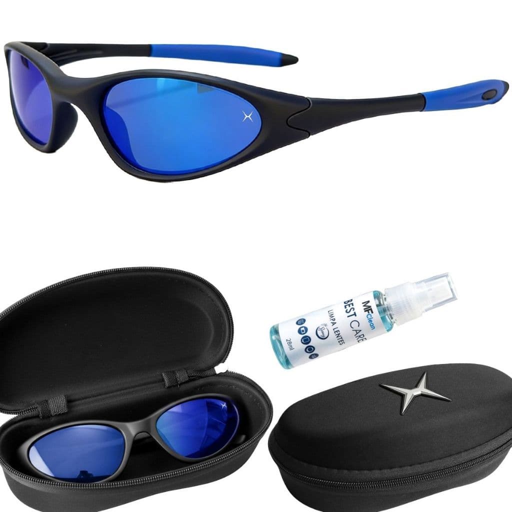 Óculos Esportivo Masculino Espelhado Uv400 para Ciclismo e Trilha com Case Premium