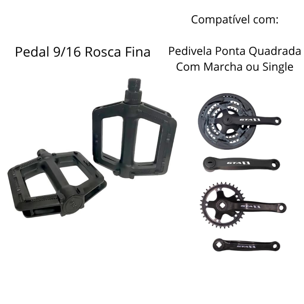 Pedal Bicicleta Plataforma 9/16 Nylon Paco Rosca Grossa Com Refletor para Mtb Urbana aro 20 24 26 29