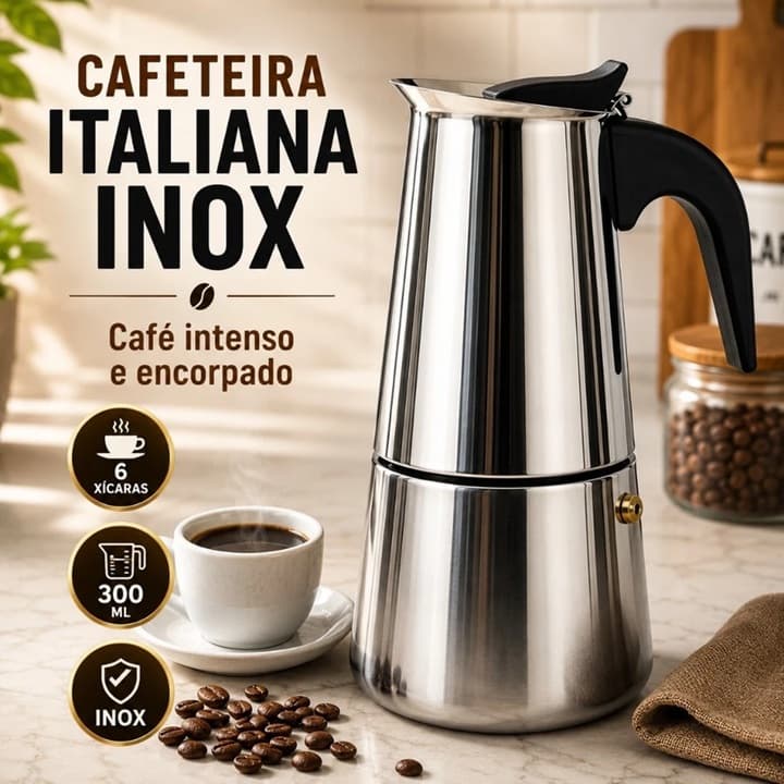 Cafeteira Italiana Inox Premium para 6 Xícaras