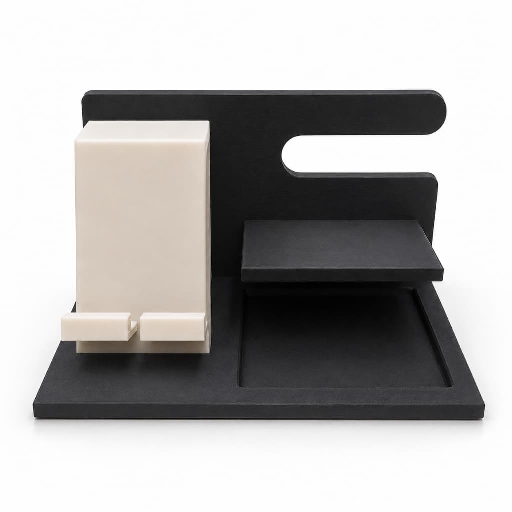 Organizador de Mesa  com Suporte para Celular, Relógio, Carteira, Chaves e Fones