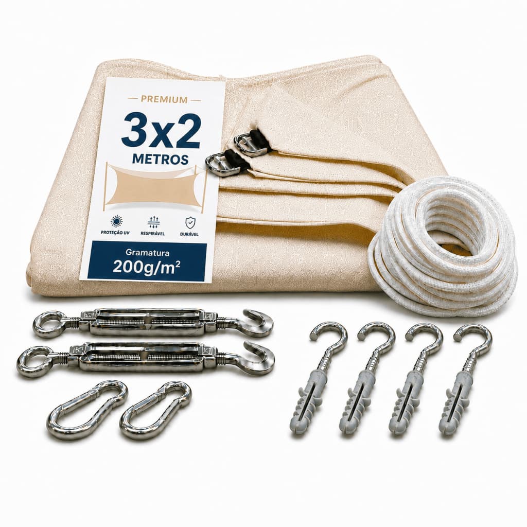 Lona Tela Pergolado Toldo Sombrite 90% Shade jardim 3X2 Piscina Sombreiro Tenda Ombrelone 200g/m² 3x2m