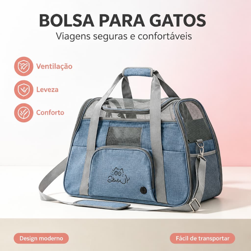 Bolsa Caixa de Transporte Pet Premium para Gato e Cachorro Viagem Portátil Respirável e Segura