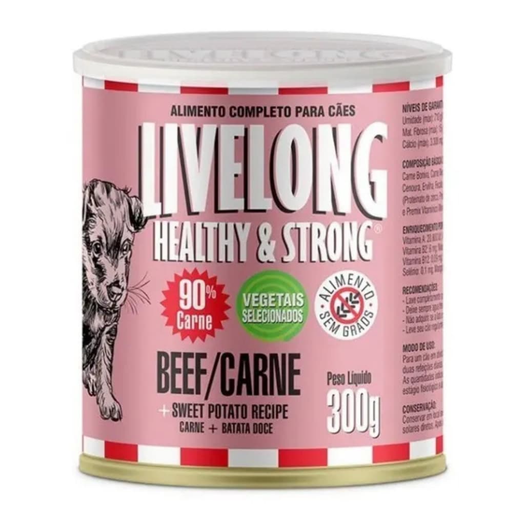 Alimento Úmido Livelong para Cães Sabor Carne 300g