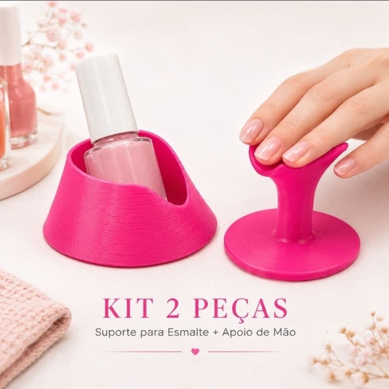 Kit Manicure 2 Peças Suporte para Esmalte + Apoio de Mão Unhas Nail Designer