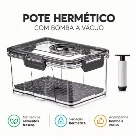 Pote Hermetico Com Sistema Vacio Capacidade 2 Litros Armazenamento Seguro Conservacao Alimentos Cinza