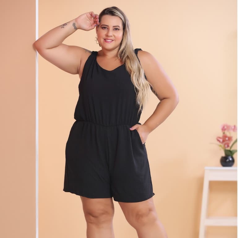 Macaquinho Plus size Feminino Macacão Com Shorts/COD: V58