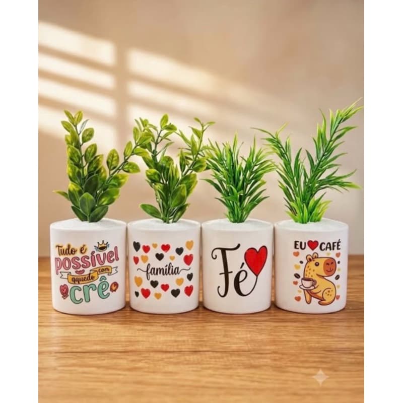 Cachepô Decorativo com Flor Grande 290ml – Vasinho Decorativo Sortido
