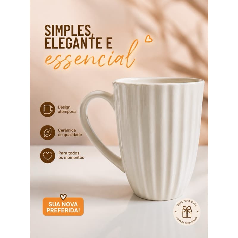 Xícara Cerâmica 300ml — Branca