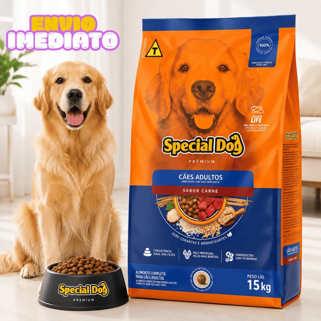 Ração para cachorro Cães Adultos Sabor Carne 15KG/ 20KG PREMIUM - Envio Imediato
